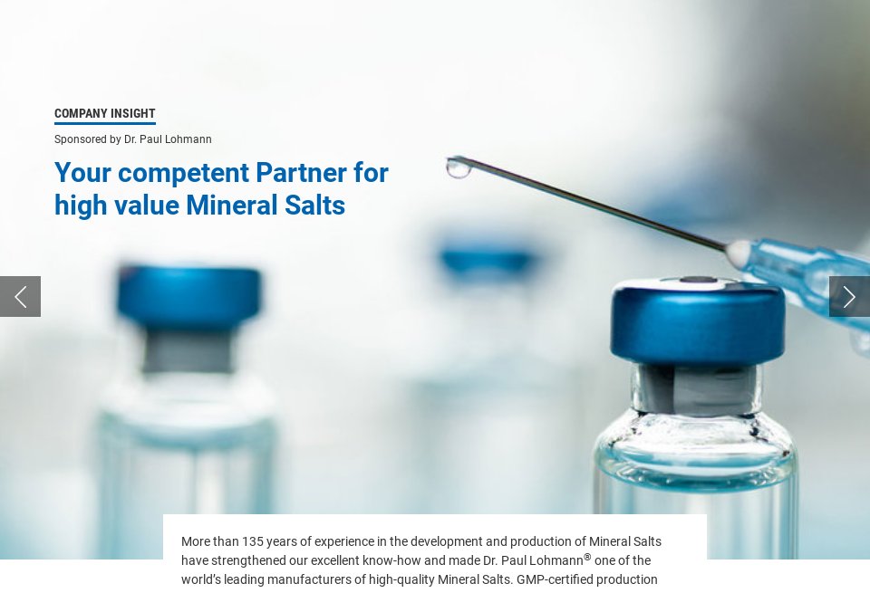 Dr. Paul Lohmann Company Insight Pharma Technology Focus Issue 114