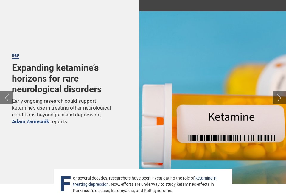 Expanding ketamine’s horizons for rare neurological disorders - Pharma ...