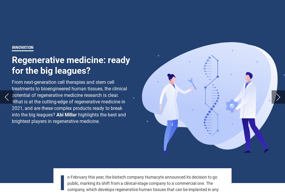 Regenerative medicine: ready for the big leagues? - Pharma Technology ...