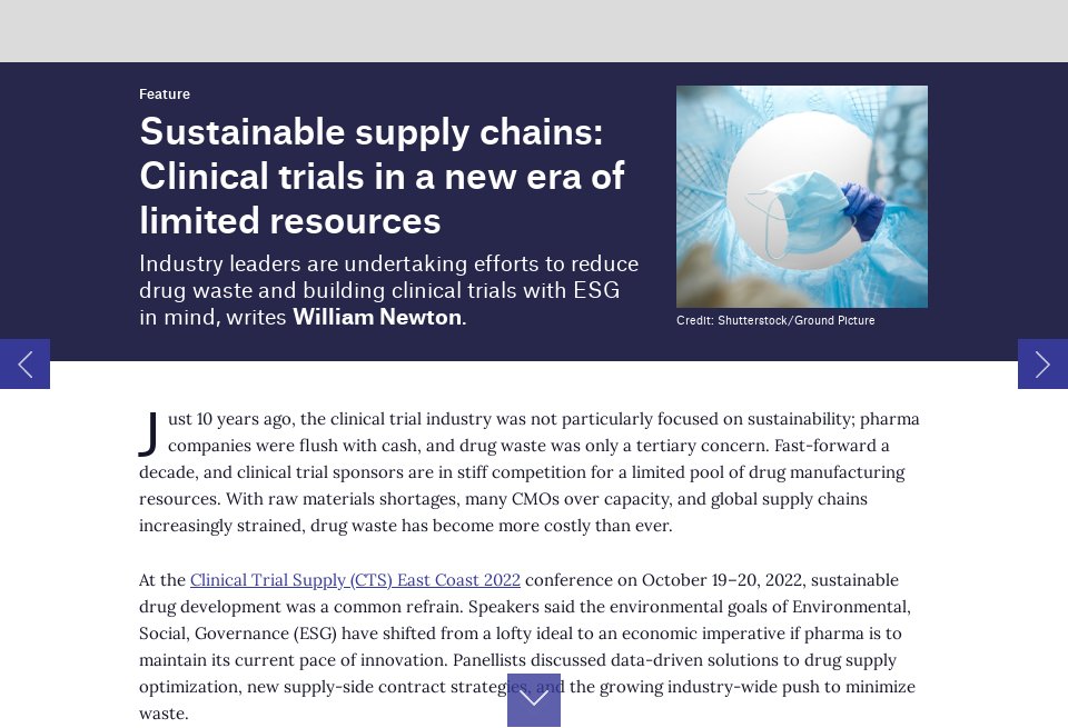 Sustainable supply chains: Clinical trials in a new era of limited ...