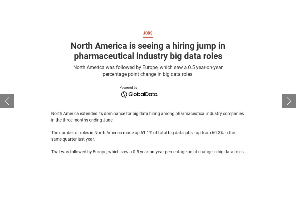 North America sees a hiring jump in big data roles in pharma Pharma
