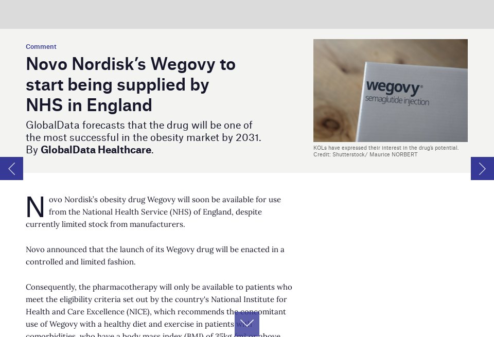 Novo Nordisk’s Wegovy to start being supplied by NHS in England