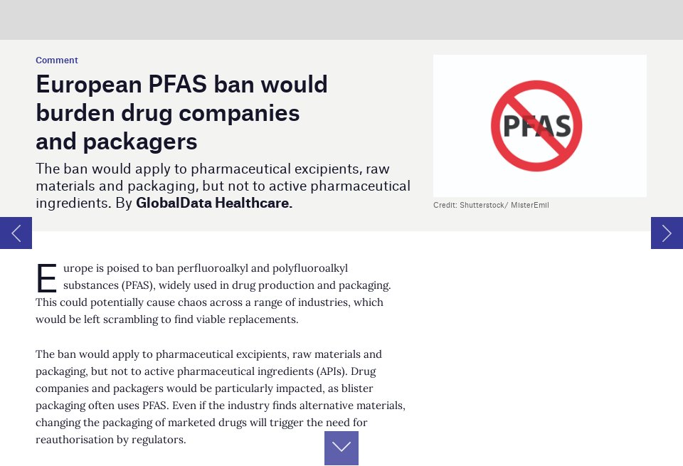 European PFAS ban would burden drug companies and packagers Pharma